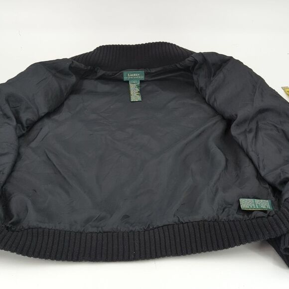 Lauren Ralph Lauren Black Corduroy Sweater Zip-Up Sweater Jacket Size Large - Picture 7 of 8